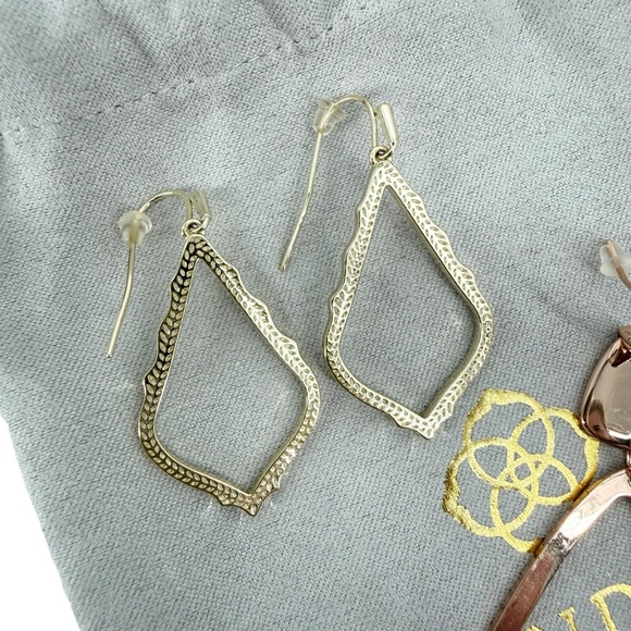 Kendra Scott Sophee Gold & Kira Rose Gold Drop Earrings Set of Two With Dust Bag - Picture 7 of 9